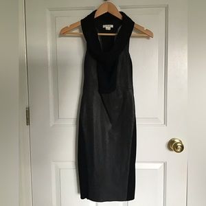 Helmut Lang black sleeveless leather/knit dress